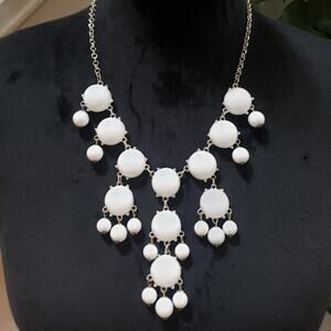 Jane Stone Women's White Drop Round Beads Statement Stylish Necklace